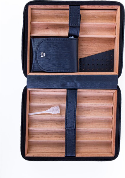 Xl Mat Siyah Dahili Çakmak Deri Puro Taşıma Çantası & Seyahat Humidoru modelleri