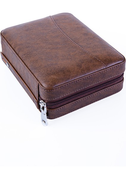 Xl Açık Kahverengi Dahili Çakmak Deri Puro Taşıma Çantası & Seyahat Humidoru fiyatları