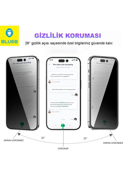 Anti-Peep Privacy iPhone 14 Plus Uyumlu Hayalet Full Cam Ekran Koruyucu Göz Yormayan HD Görüntü fırsatları
