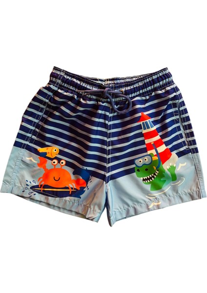 Erkek Çocuk Su Altı Temalı Deniz Şortu