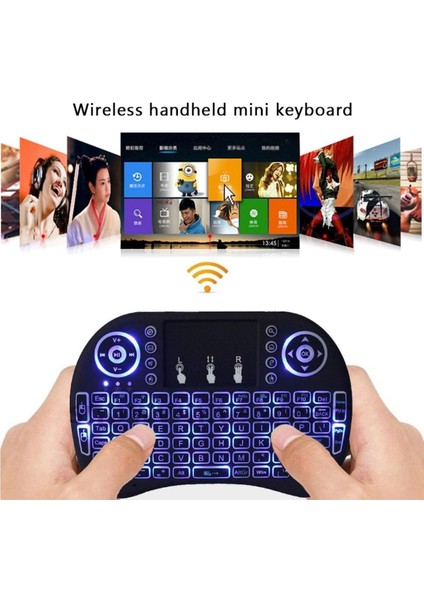 Işıklı Kablosuz Mini Klavye Tv Televizyon Ps3 Ps4 Ps5 Uyumlu Dokunmatik Mouse