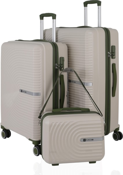 Polipropilen 3'lü Valiz Seti Büyük & Orta & Makyaj V374