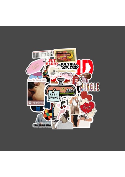 Harry Styles Sticker Paketi -Bullet Journal - Ajanda - Planner - Defter - Laptop Etiket Çıkartma Çok Renkli 10 x 15 Paket Boyutu 3 x 5 cm Stickerlar Paket Içeriği 25 Adet Dadi Ramba Sticker