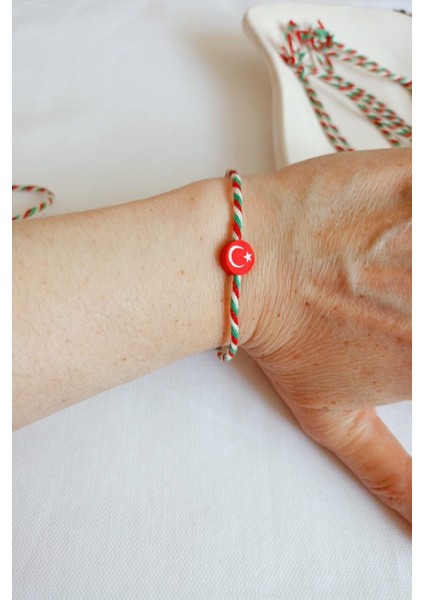 10 Adet Fimo Ay Yıldızlı Marteniçka Ip Bileklik Kırmızı Yeşil Beyaz Hediye Şans Bahar Ayyıldızlı fiyatları