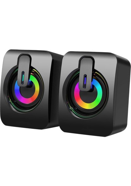 Magicvoice MV-24836 2X3WATT Mini 1+1 USB Hoparlör Pc Bilgisayar Hoparlörü Rgb Renkli Işıklı