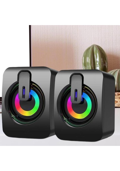 Magicvoice MV-24836 2X3WATT Mini 1+1 USB Hoparlör Pc Bilgisayar Hoparlörü Rgb Renkli Işıklı