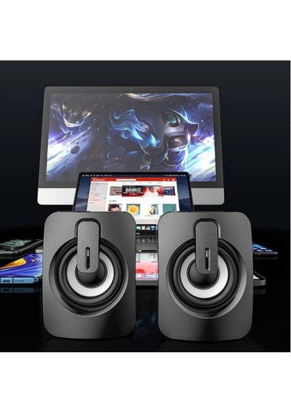 Magicvoice MV-24836 2X3WATT Mini 1+1 USB Hoparlör Pc Bilgisayar Hoparlörü Rgb Renkli Işıklı
