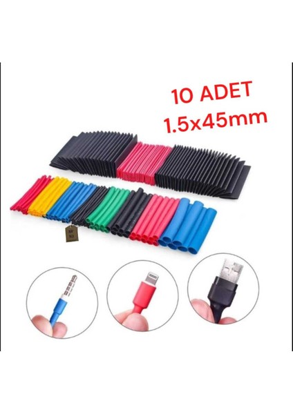 Makaron Kablo Koruyucu Isı Ile Daralan 1.5x4.5 mm Kırmızı Renk 10 Adet