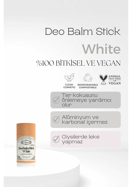Deo Balm Stick Whıte | Doğal Koltuk Altı Deodorant Roll On Vegan | Unisex 12 ml fiyatları