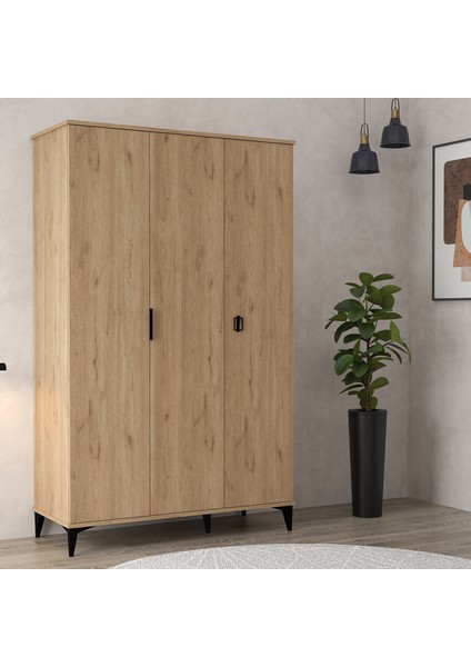 6301 Neva 3 Kapılı 200 cm Gizli Çekmeceli Gardırop , Elbise Dolabı , Genç Odası
