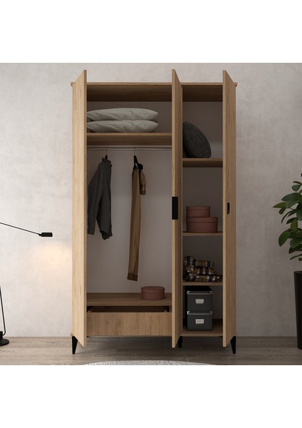 6301 Neva 3 Kapılı 200 cm Gizli Çekmeceli Gardırop , Elbise Dolabı , Genç Odası modelleri