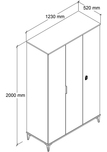 6301 Neva 3 Kapılı 200 cm Gizli Çekmeceli Gardırop , Elbise Dolabı , Genç Odası indirimleri
