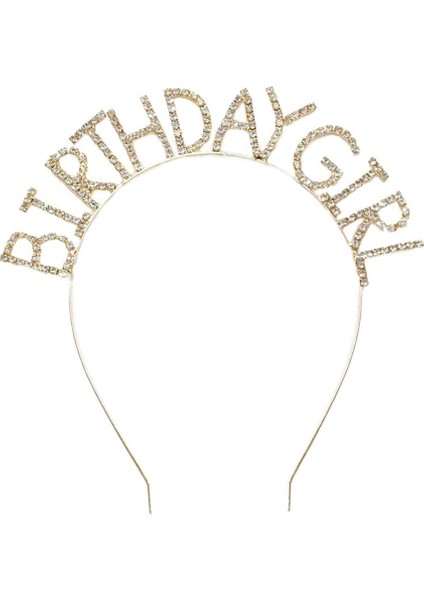 Birthday Girl Taşlı Taç Metal Doğum Günü Parti Tacı Gold