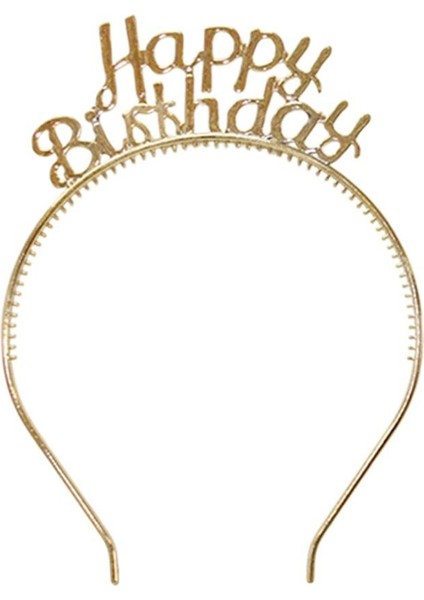 Happy Birthday Taç Gözlük Set Doğum Günü Parti Aksesuarı Gold