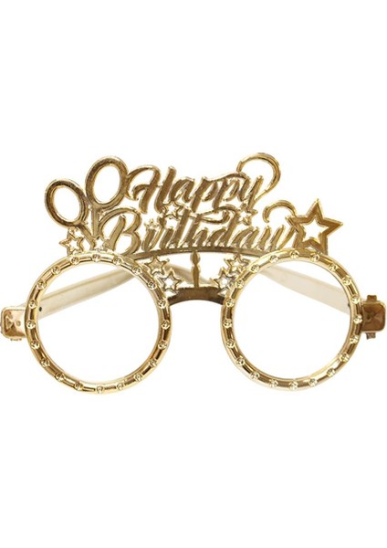 Happy Birthday Taç Gözlük Set Doğum Günü Parti Aksesuarı Gold