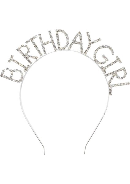 Birthday Girl Taşlı Taç Metal Doğum Günü Parti Tacı Gümüş