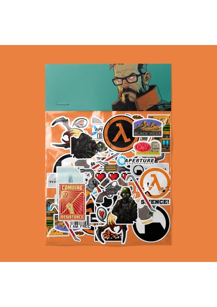 Half Life Sticker Paketi -Bullet Journal - Ajanda - Planner - Defter - Laptop Etiket Çıkartma Çok Renkli 10 x 15 Paket Boyutu 3 x 5 cm Stickerlar Paket Içeriği 25 Adet Dadi Ramba Sticker