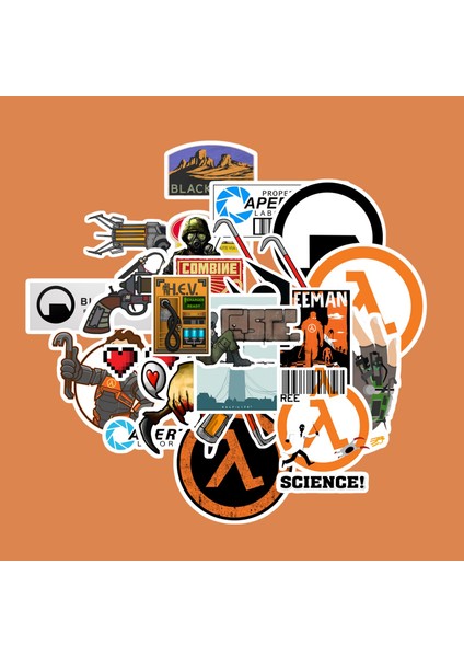 Half Life Sticker Paketi -Bullet Journal - Ajanda - Planner - Defter - Laptop Etiket Çıkartma Çok Renkli 10 x 15 Paket Boyutu 3 x 5 cm Stickerlar Paket Içeriği 25 Adet Dadi Ramba Sticker