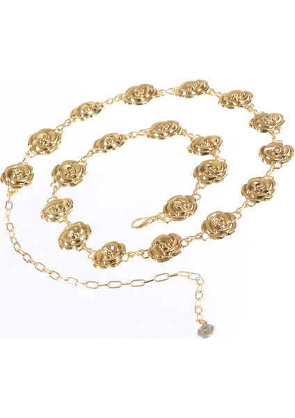 Kadın Altın Renk Lak Kaplama Gül Formlu Ayarlanabilir Bel Zinciri, Bel Kolyesi indirimleri