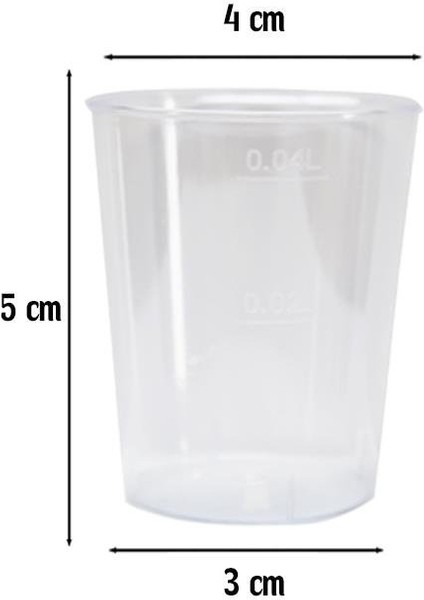 Plastik Shot Bardağı Mini Bardak 40 cc 20'li