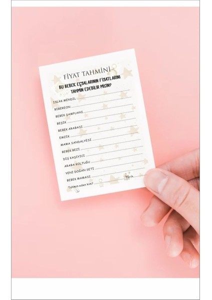 Tahmin Kartı , 8 Adet 10X14 cm Bebek Eşyaları