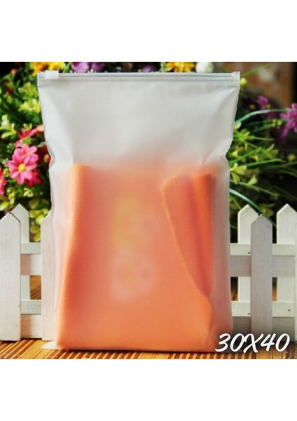 30 x 40 cm Fermuarlı Buzlu Kargo Poşeti -130MIKRON (100 Adet) Valiz ve Dolap Içi Düzenleyici Buzlu Fermuarlı Poşet Torba