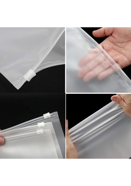 30 x 40 cm Fermuarlı Buzlu Kargo Poşeti -130MIKRON (100 Adet) Valiz ve Dolap Içi Düzenleyici Buzlu Fermuarlı Poşet Torba