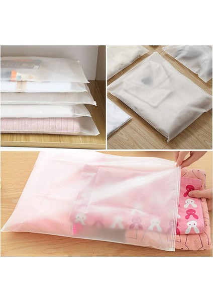 30 x 40 cm Fermuarlı Buzlu Kargo Poşeti -130MIKRON (100 Adet) Valiz ve Dolap Içi Düzenleyici Buzlu Fermuarlı Poşet Torba