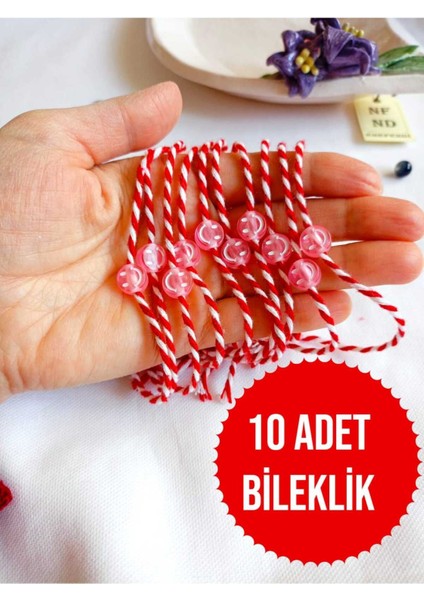 10 Adet Uçuk Pembe Boncuklu Marteniçka Bileklik Şans Arkadaş Sevgili Eş Çocuk Hediye Bahar Bilekliği