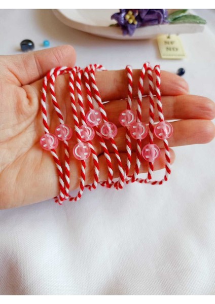 10 Adet Uçuk Pembe Boncuklu Marteniçka Bileklik Şans Arkadaş Sevgili Eş Çocuk Hediye Bahar Bilekliği fiyatları