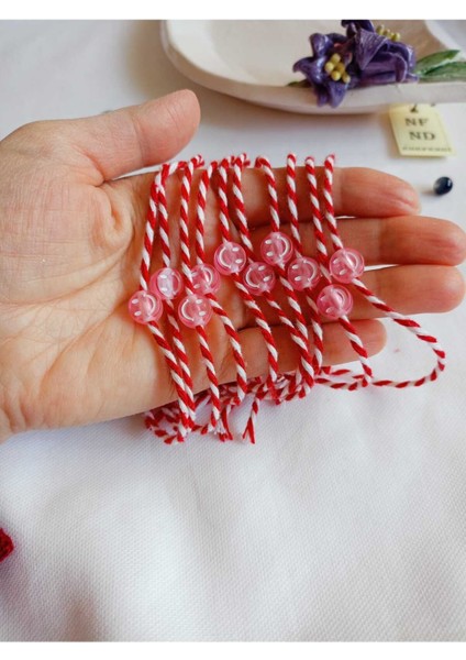 10 Adet Uçuk Pembe Boncuklu Marteniçka Bileklik Şans Arkadaş Sevgili Eş Çocuk Hediye Bahar Bilekliği fırsatları