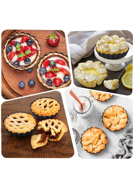 6 ADET Tart Kalıbı 13 cm. ( TRT-13 ) Yanmaz , yapışmaz - Taban Kaldırmalı Model