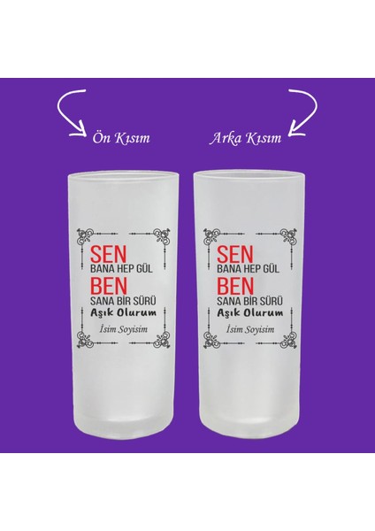 Isme Özel Sen Bana Hep Gül Ben Sana Aşık Olurum Baskılı Bardağı