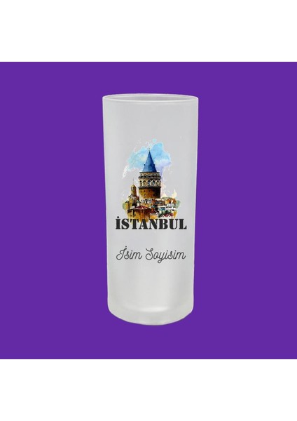 Isme Özel Galata Kulesi ve Kız Kulesi Tasarımlı Rakı Bardağı
