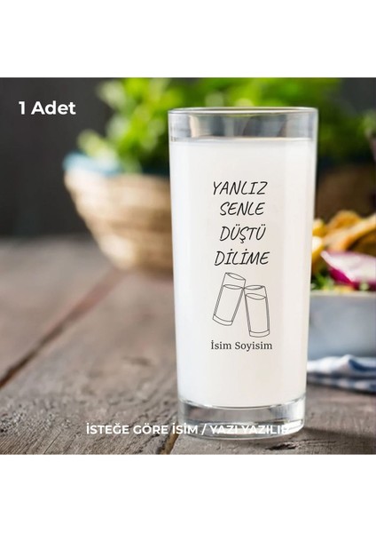 Kişiye Özel Isim Baskılı Yalnız Senle Düştü Dilime Tasarımlı Bardağı
