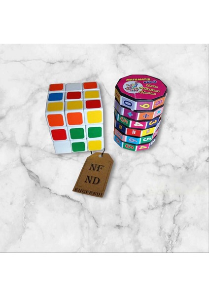 Matematik Eğitici Küp ve Zeka Küpü Rubik Küp Oyuncak Hediye Zeka Geliştiren Stresi Gideren Ikili Set