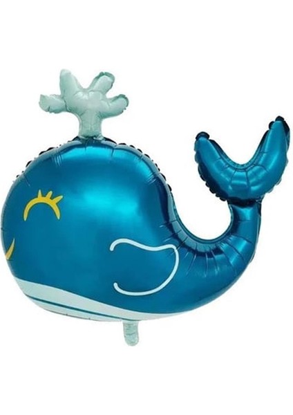 Balina Folyo Balon Parti Balonu 92X76 cm Mavi