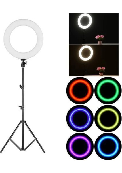 Uzaktan Kumandalı 36 cm 14INÇ Rgb Ring Light LED Selfie Youtuber Tiktok Işığı 210 cm Tripod modelleri