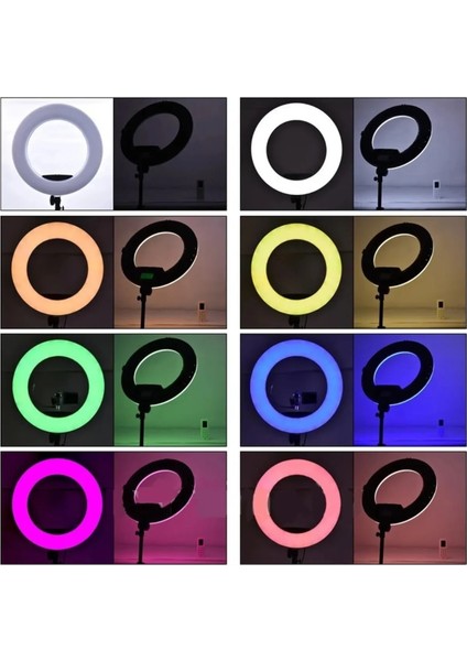 Uzaktan Kumandalı 36 cm 14INÇ Rgb Ring Light LED Selfie Youtuber Tiktok Işığı 210 cm Tripod fırsatları