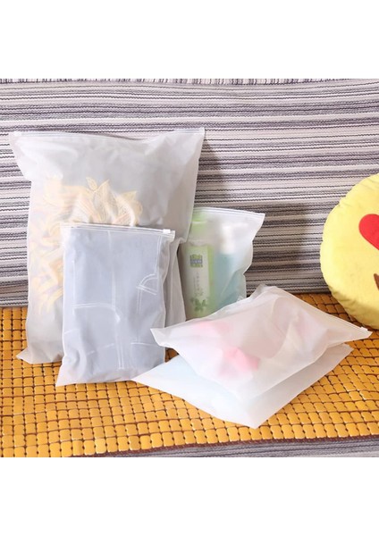 20 x 20 cm Fermuarlı Buzlu Kargo Poşeti -130MIKRON (100 Adet) Valiz ve Dolap Içi Düzenleyici Buzlu Fermuarlı Poşet Torba