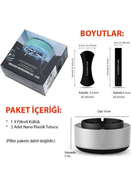 Dumanı Filtreleyen Küllük Iki Adet Yapıştırıcı Tutucu Yıkanabilir Nano Ped Hediyeli