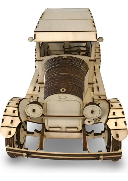 Ford A Model 1927 Klasik Ahşap Araba Maketi - 3D Puzzle Hobi Seti 370 Parça - Dekoratif ve Eğitici