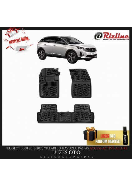 Peugeot 3008 3D Havuzlu Paspas 2023 Model Uyumlu Access-Active-Allure
