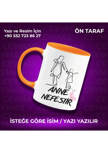 Annelere Özel Isimli Anneler Günü Hediyelik Renkli Kupa Bardak