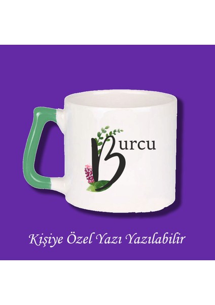 Isme Özel Baş Harf ve Isim Baskılı Çiçek Desenli Renkli Kupa Bardak ve Kahve Fincanı fiyatları