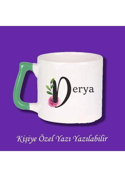 Isme Özel Baş Harf ve Isim Baskılı Çiçek Desenli Renkli Kupa Bardak ve Kahve Fincanı fırsatları