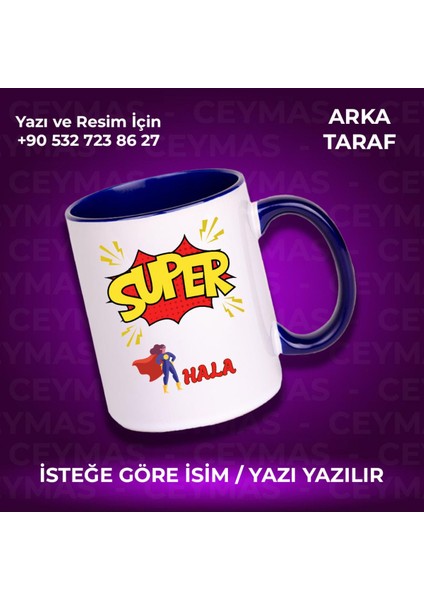 Teyzelere Özel Süper Teyze Tasarımlı Isim Baskılı Renkli Kupa Bardak