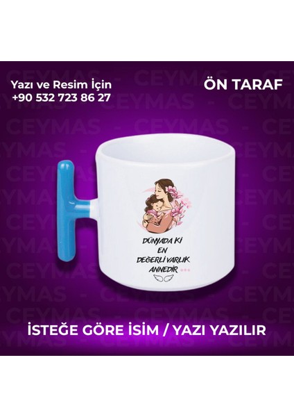 Annelere Özel Isimli Anneler Günü Hediyelik Renkli Kupa Bardak