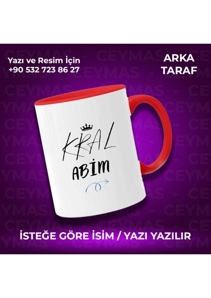 Kişiye Özel Kral Abim Tasarımlı Isimli Kupa Bardak