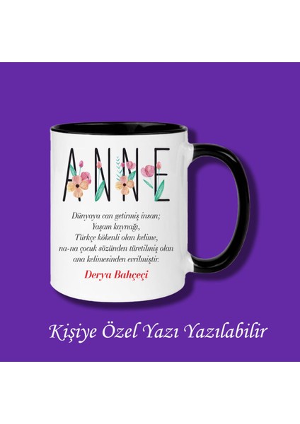 Anneler Günü Anne Lügat Tasarımlı Çiçekli Renkli Kupa Bardak Modelleri